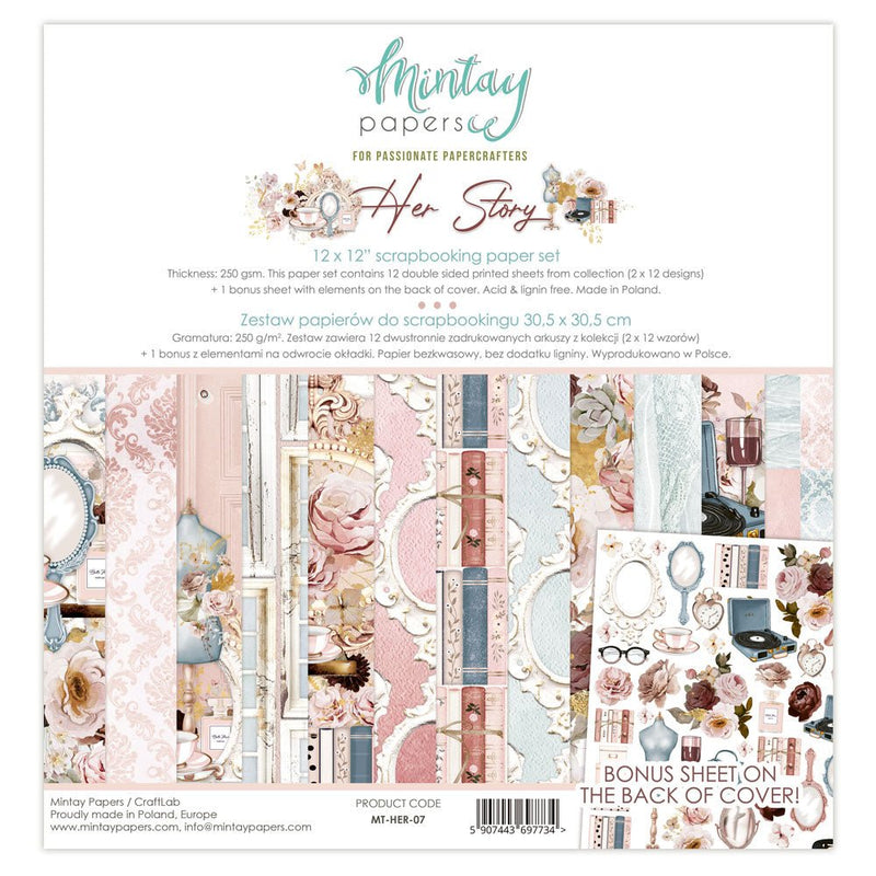 Mintay Her Story 12 x 12 Paper Set - Craftywaftyshop