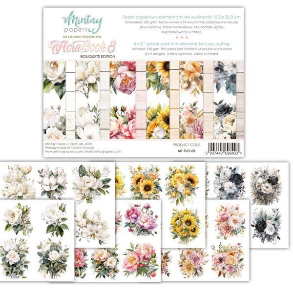 Mintay Paper Pad Flora 8 Bouquets Edition - Craftywaftyshop