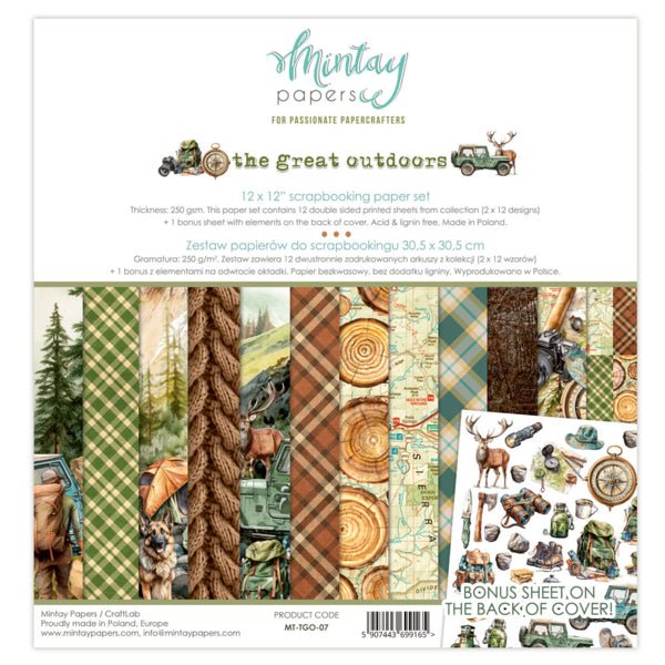 Mintay The Great Outdoors 12 x 12 Paper Set - Craftywaftyshop