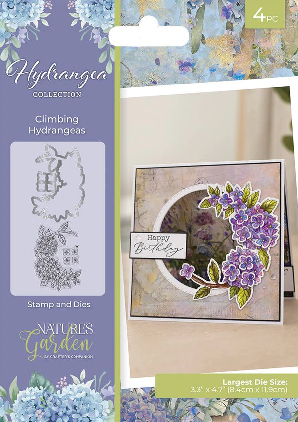 Natures Garden Hydrangea Stamp and Dies Climbing Hydrangeas by Crafters Companion - Craftywaftyshop