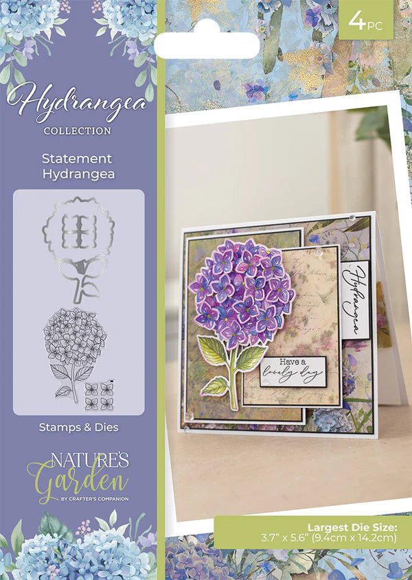 Natures Garden Hydrangea Stamp and Dies Statement Hydrangea by Crafters Companion - Craftywaftyshop