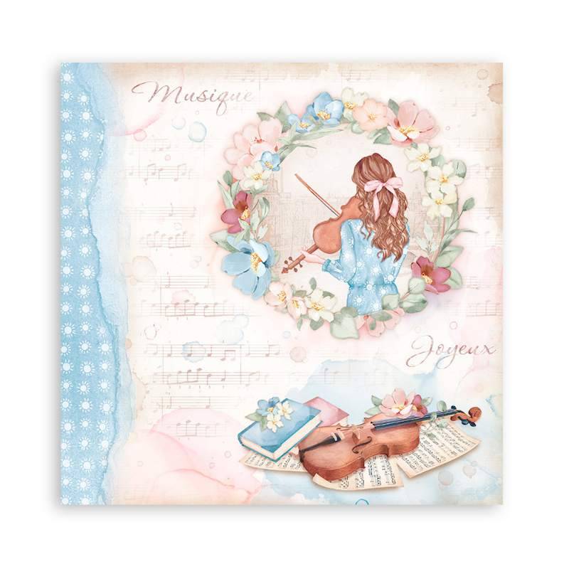 Stamperia Mini Scrapbooking Pad 10 20.3 x 20.3 cm (8×8) Create Happiness Oh Lá Lá - Craftywaftyshop