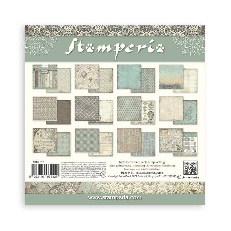 Stamperia Scrapbooking Pad (12×12) Background Selection Voyages Fantastiques - Craftywaftyshop