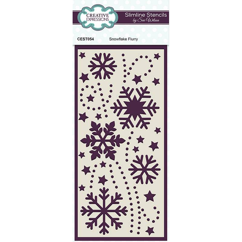 Sue Wilson Snowflake Flurry Slimline Stencil by Creative Expressions - Craftywaftyshop