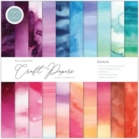 The Essential Craft Papers 12 x 12 Ombre by Craft Consortium - Craftywaftyshop