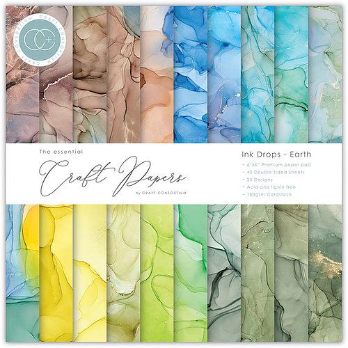 The Essential Craft Papers 6x6 Ink Drops Earth by Craft Consortium - Craftywaftyshop