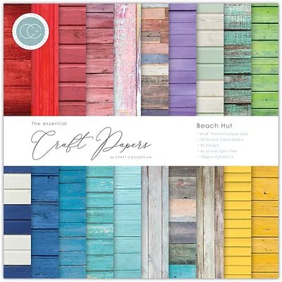 The Essential Craft Papers 8 x 8 Beach Hut by Craft Consortium - Craftywaftyshop