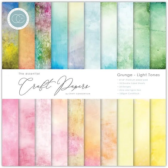 The Essential Craft Papers 8 x 8 Grunge Light Tones by Craft Consortium - Craftywaftyshop