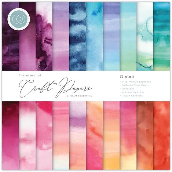 The Essential Craft Papers 8 x 8 Ombre by Craft Consortium - Craftywaftyshop