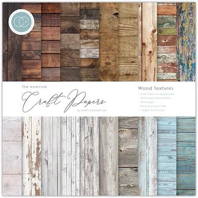 The Essential Craft Papers 8x8 Wood Textures by Craft Consortium - Craftywaftyshop