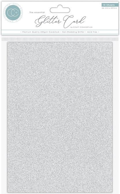 The Essential Glitter Card Non Shedding A4 Glitter Card Silver by Craft Consortium - Craftywaftyshop