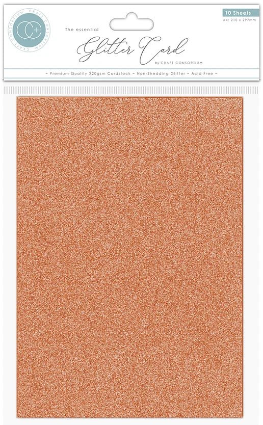 The Essential Non Shedding Copper A4 Glitter Card by Craft Consortium - Craftywaftyshop