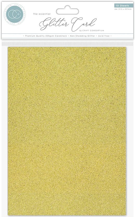 The Essential Non Shedding Gold A4 Glitter Card by Craft Consortium - Craftywaftyshop