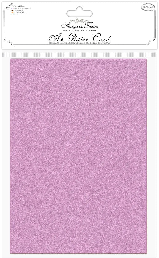 The Essential Non Shedding Lilac A4 Glitter Card by Craft Consortium - Craftywaftyshop