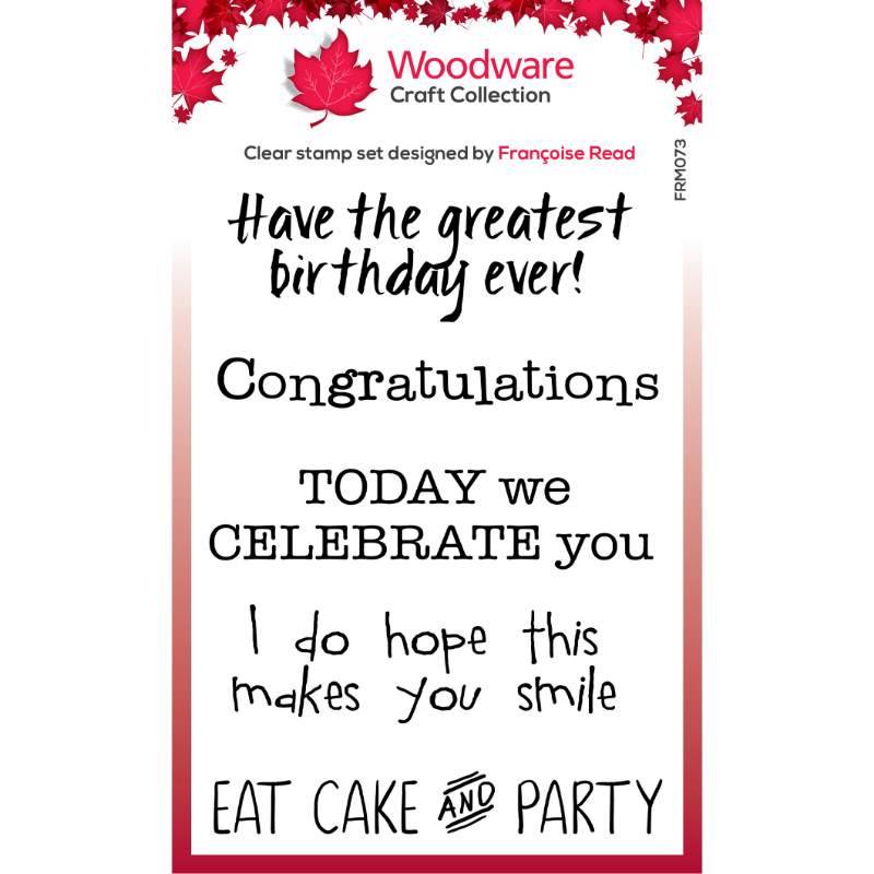 Woodware Clear Singles Extra Birthdays 3 in x 4 in Stamp - Craftywaftyshop